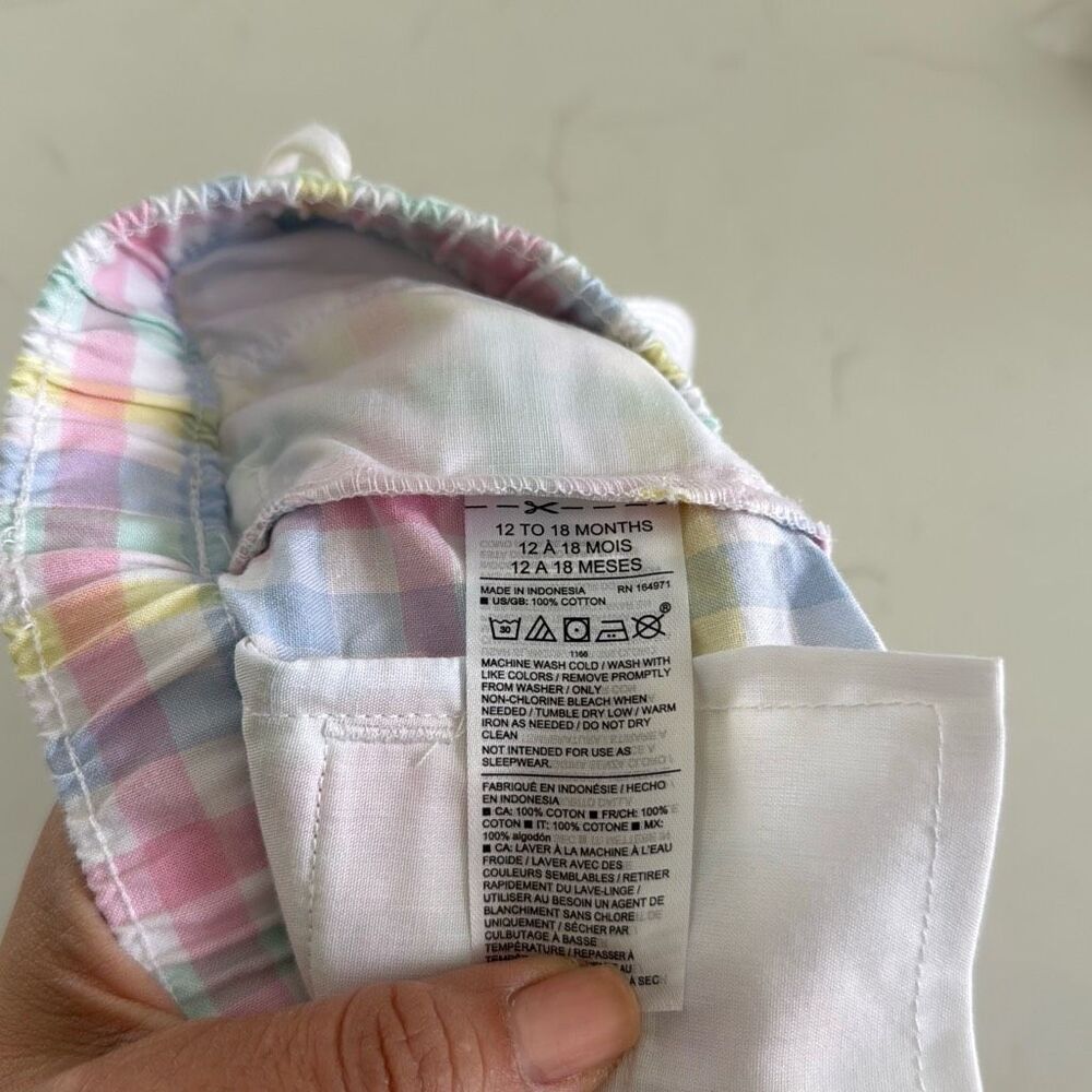 Janie and Jack Gingham Poplin Pull-On Short in White Gingham Size 12/18 Months - Picture 8 of 8